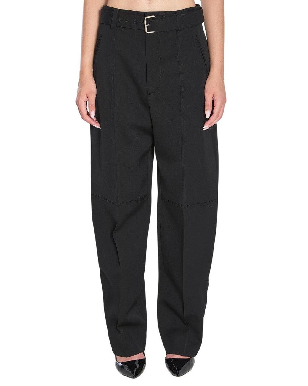 Bottega Veneta Black Tapered Pleated Pants
