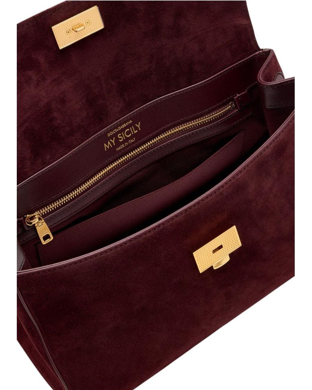 Dolce & Gabbana Purple Burgundy Sicily Medium Satchels