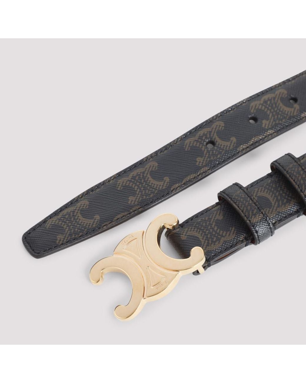 Céline Brown Tan Triomphe Textile Medium 25 Mm Belt