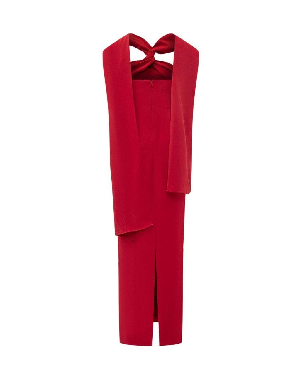 Solace London Red Halter Neck Maxi Dress