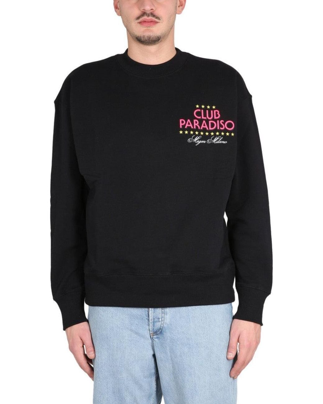 MSGM Black Crew Neck Sweatshirt for men