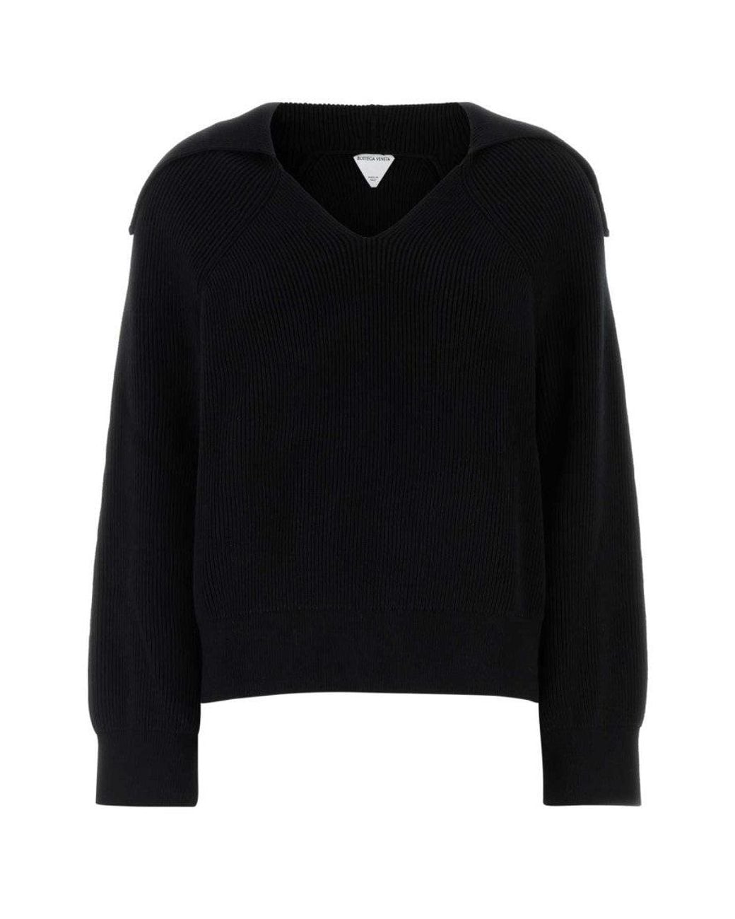 Bottega Veneta Black Stretch Cotton Blend Polo