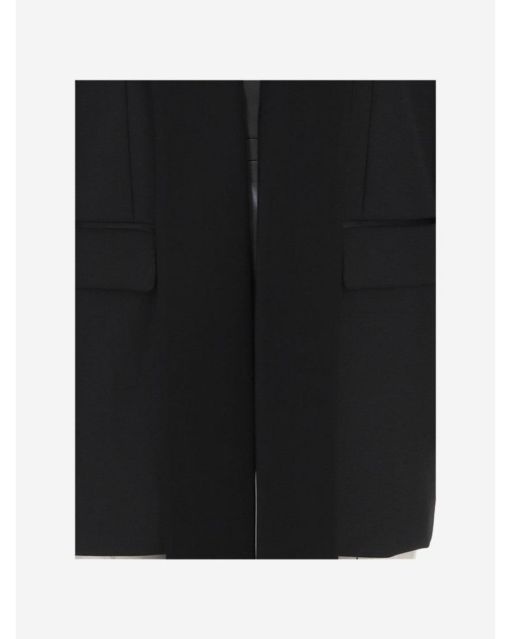 Pinko Black Wool Blend Single-Breasted Jacket With Satin Collar