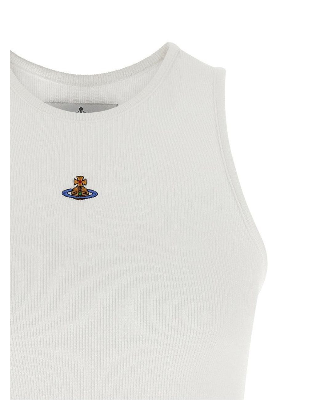 Vivienne Westwood White Logo Round Neck Top