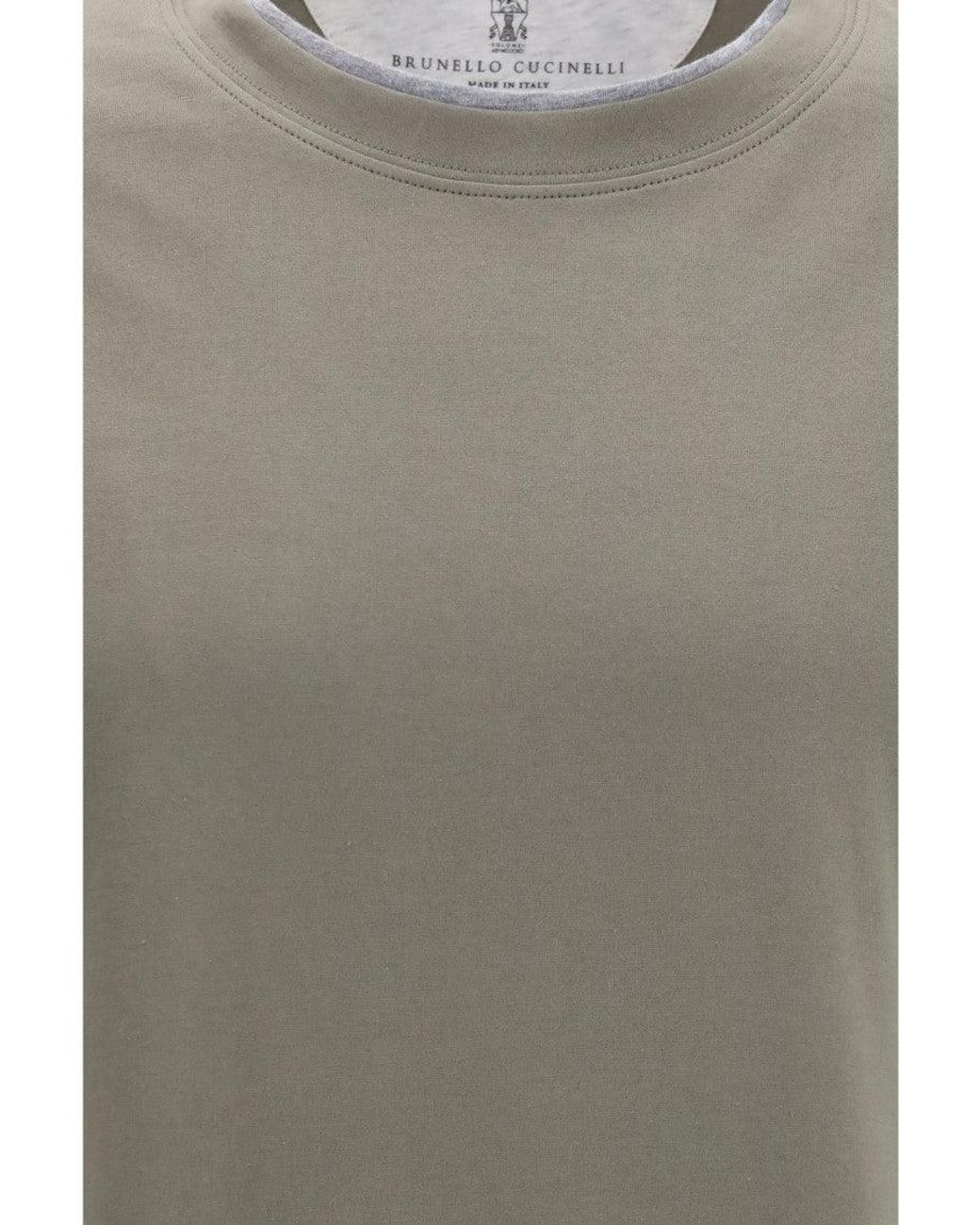 Brunello Cucinelli Gray Cotton T-Shirt for men