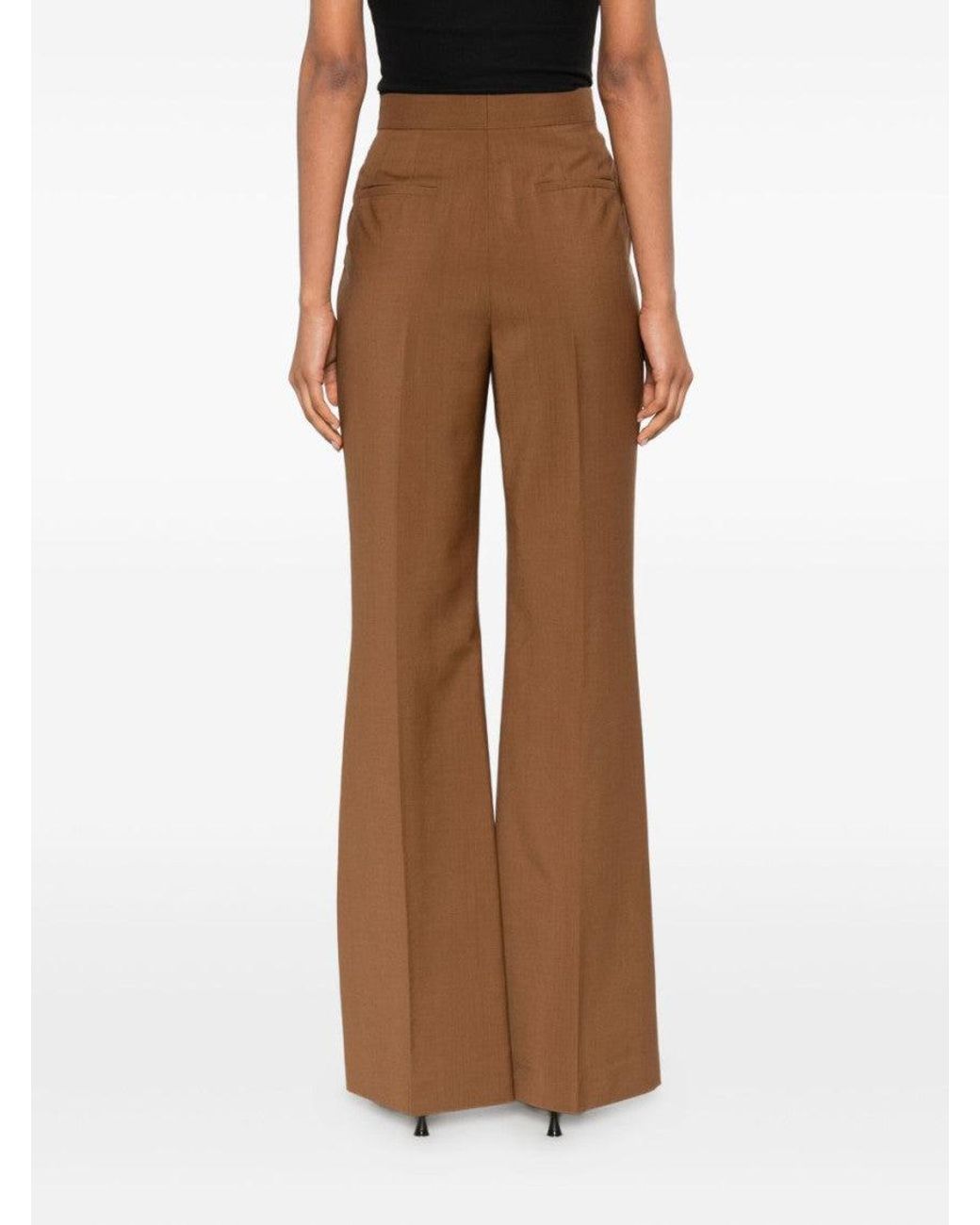 Fendi Brown Wool Flared Trousers