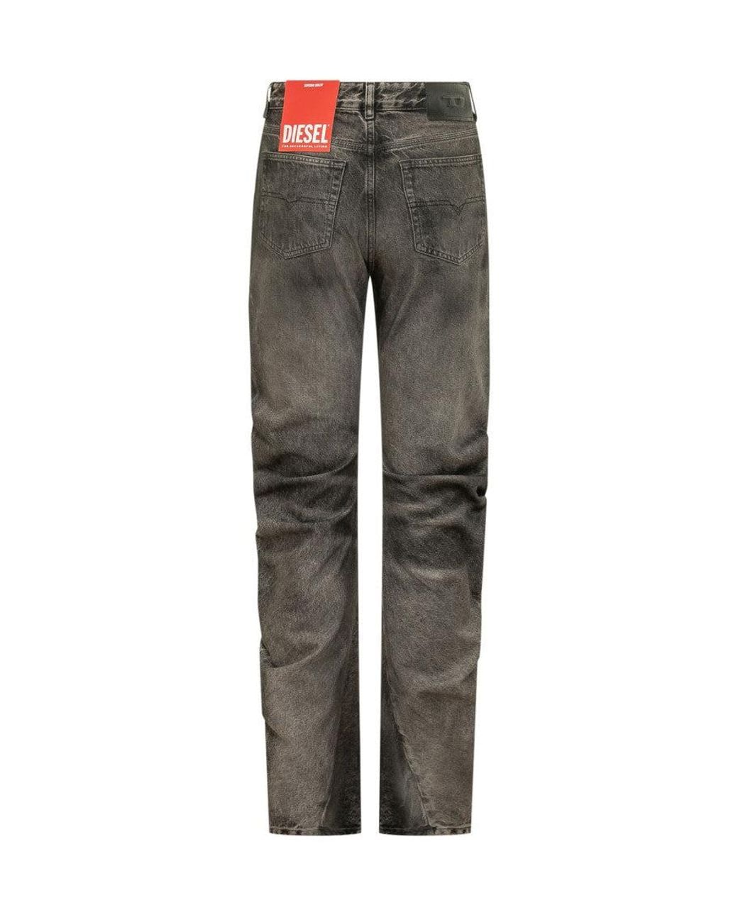 DIESEL Gray Straight Mid Rise Jeans for men