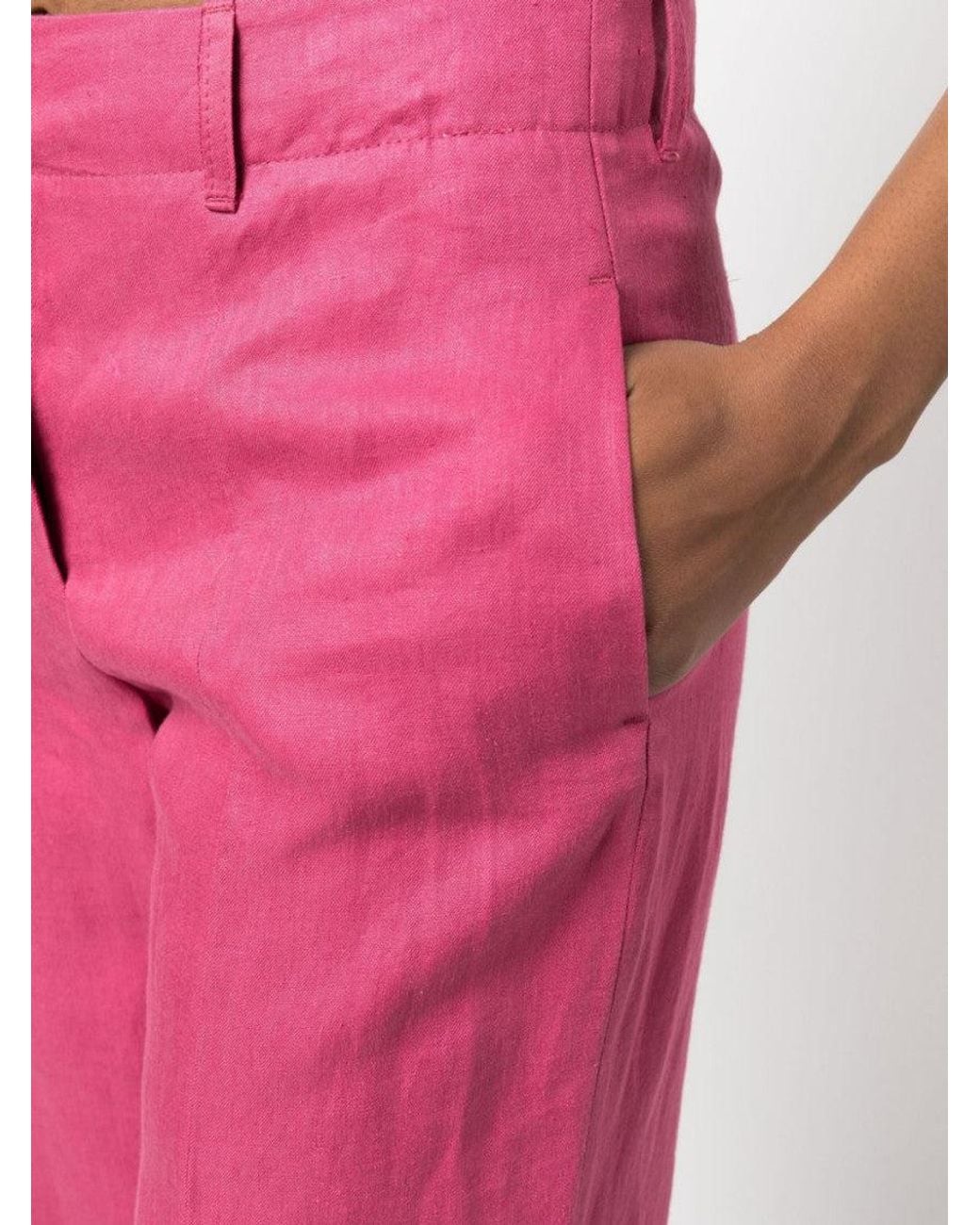 Max Mara Pink Wide-Leg Linen Trousers
