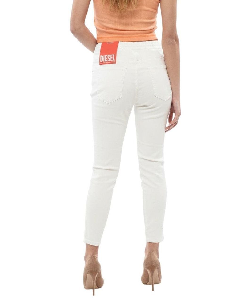 DIESEL White Skinny Mid Rise Jeans