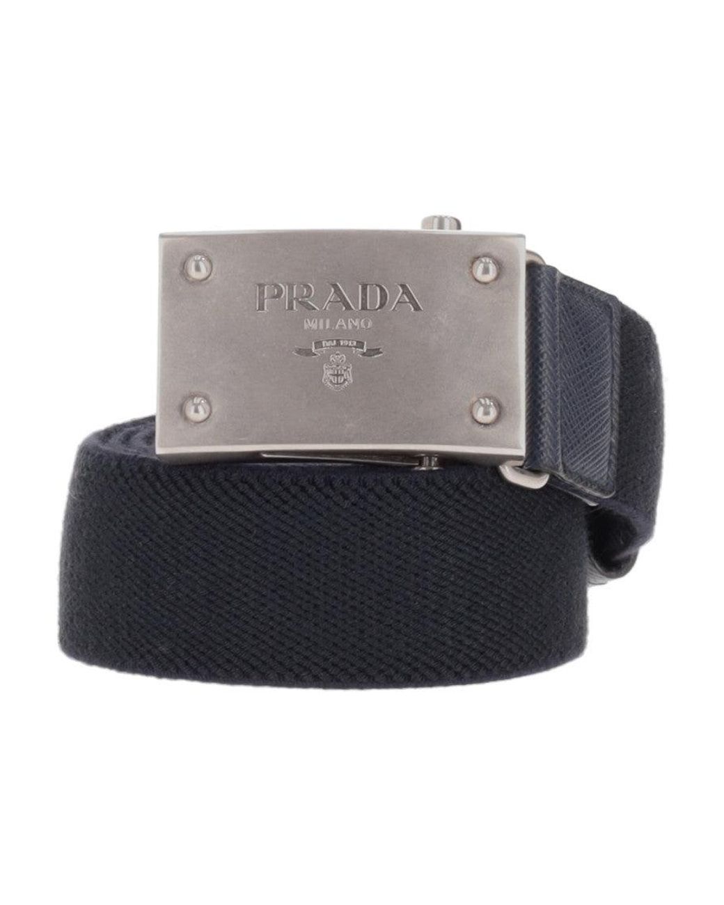 Prada Black Logo Buckle Belt for men