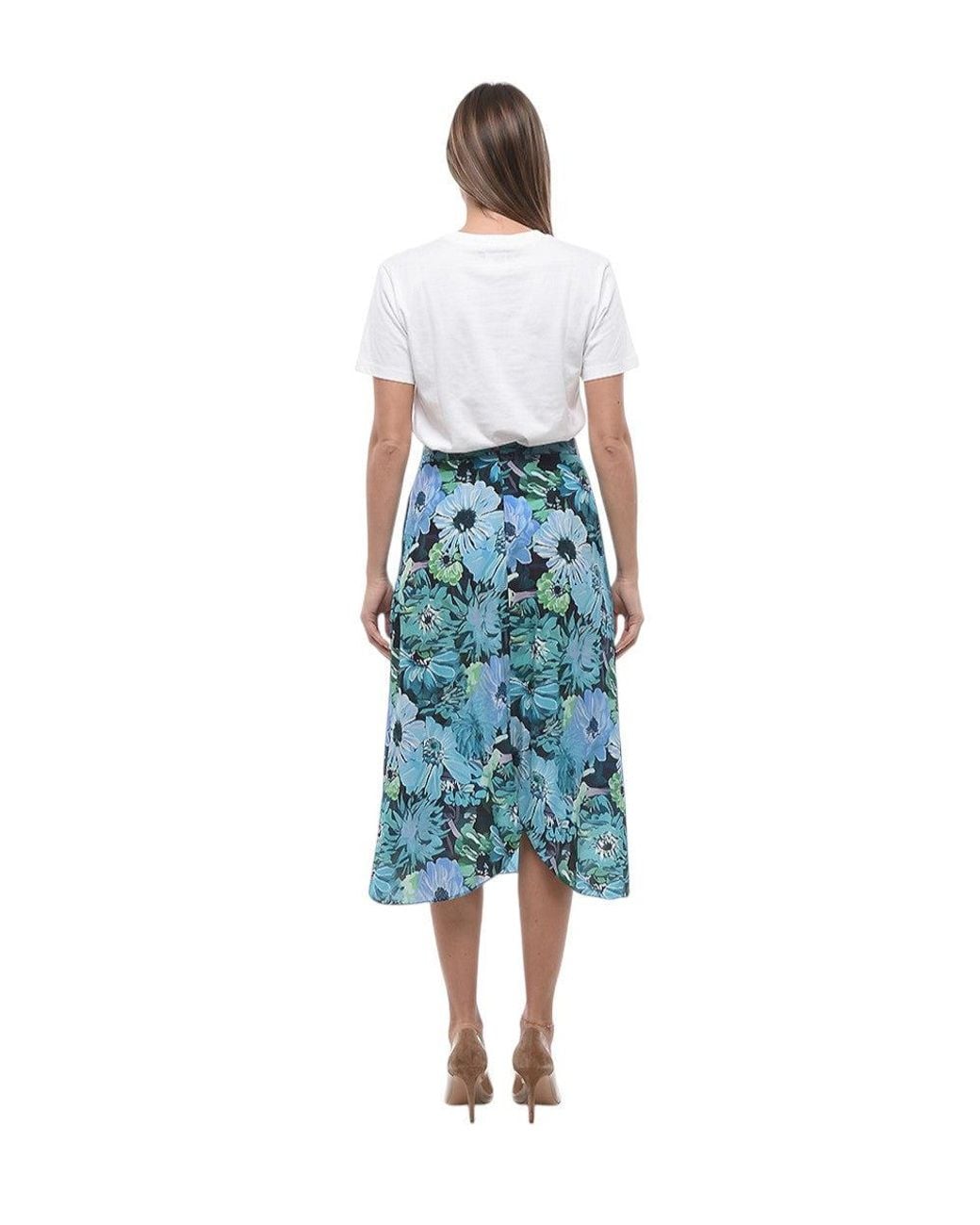 Stella McCartney Blue Light Floral Midi Skirt