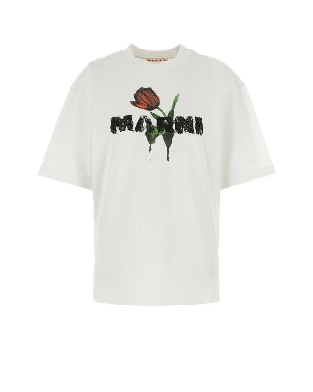 Marni White Cotton Oversize T-Shirt