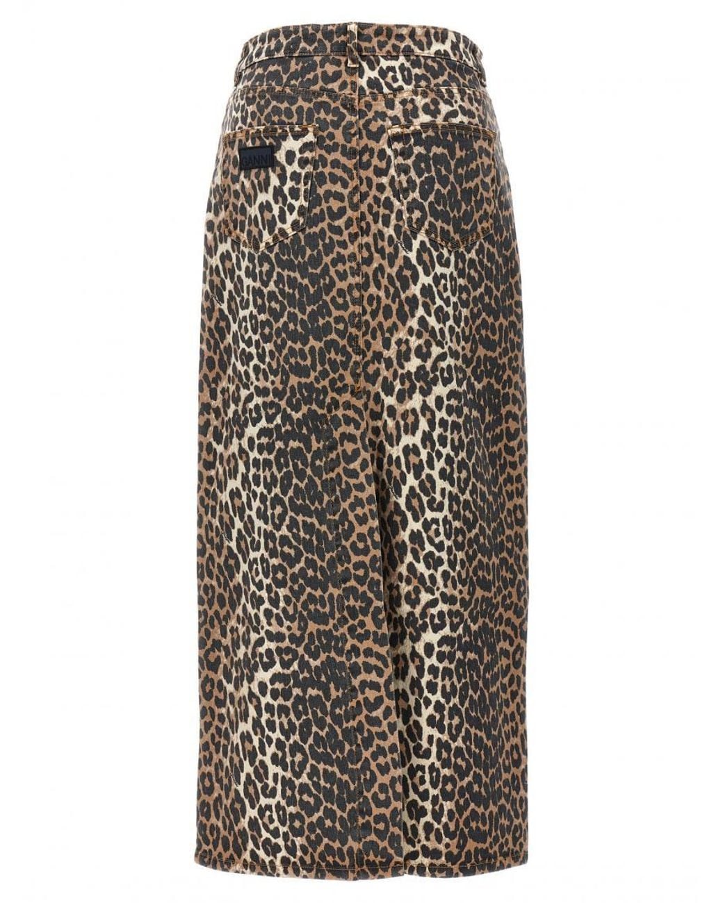 Ganni Blue Organic Cotton Midi Skirt