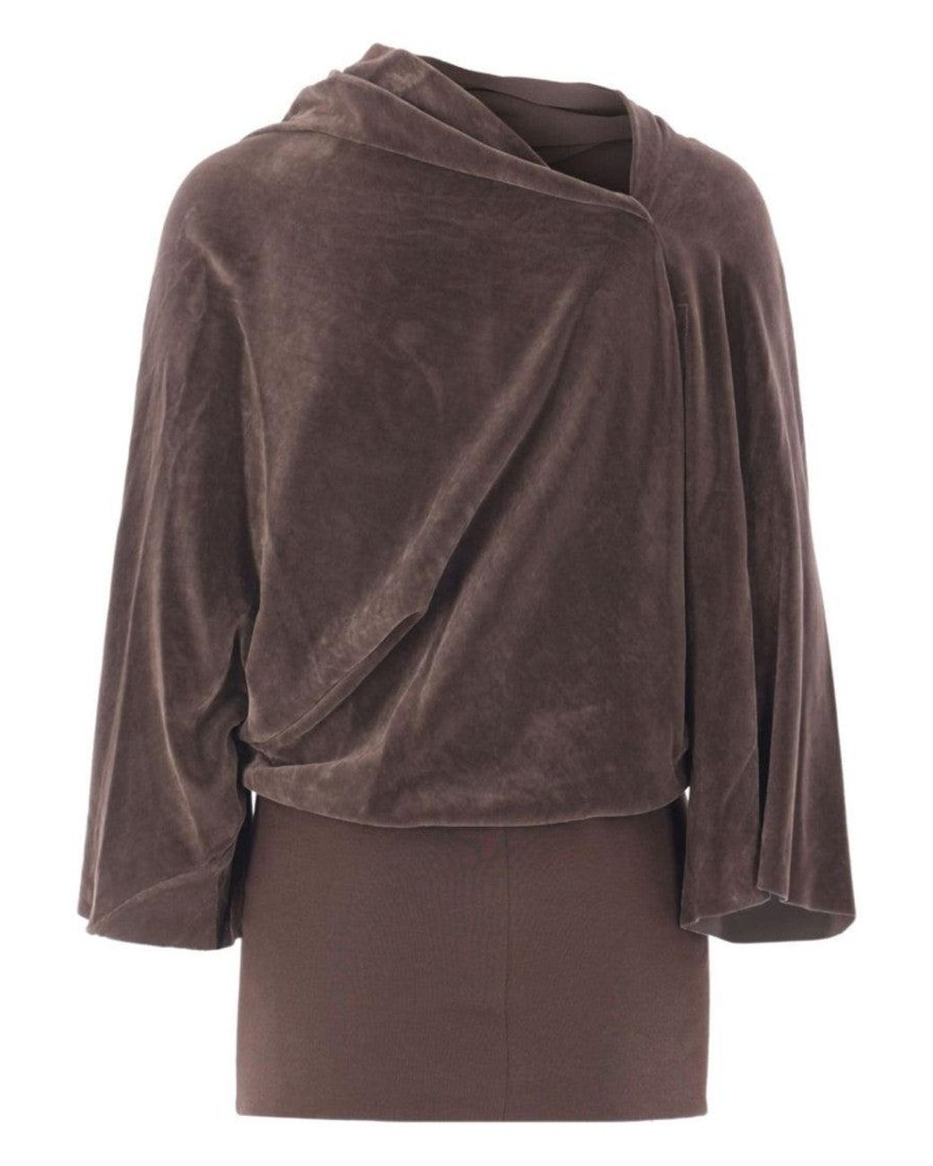 Rick Owens Brown Solid Cowl Neck Top