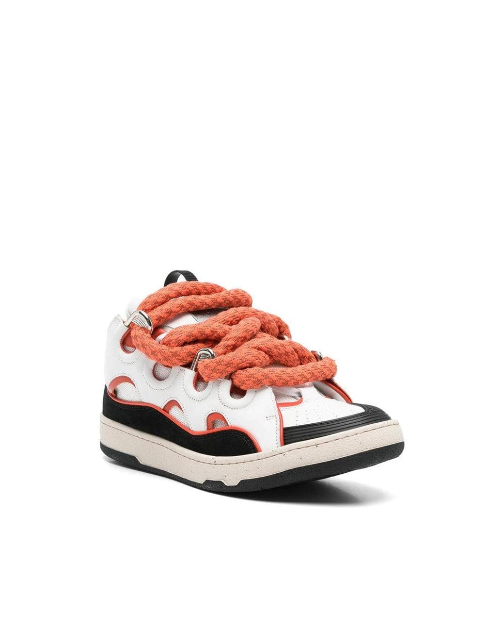 Lanvin Red Color Block Curb Sneakers for men