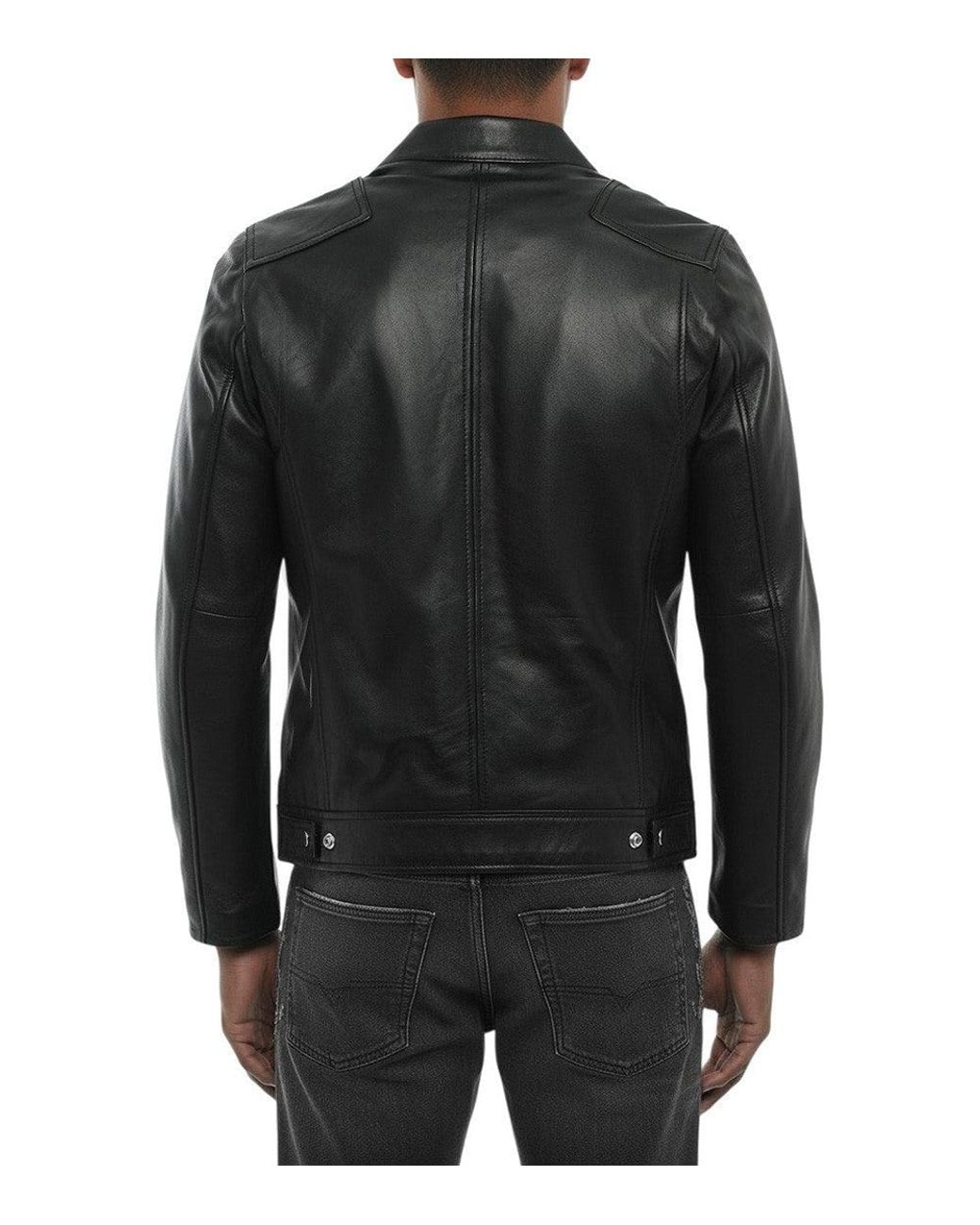 DIESEL Black Mandarin Collar Jacket for men