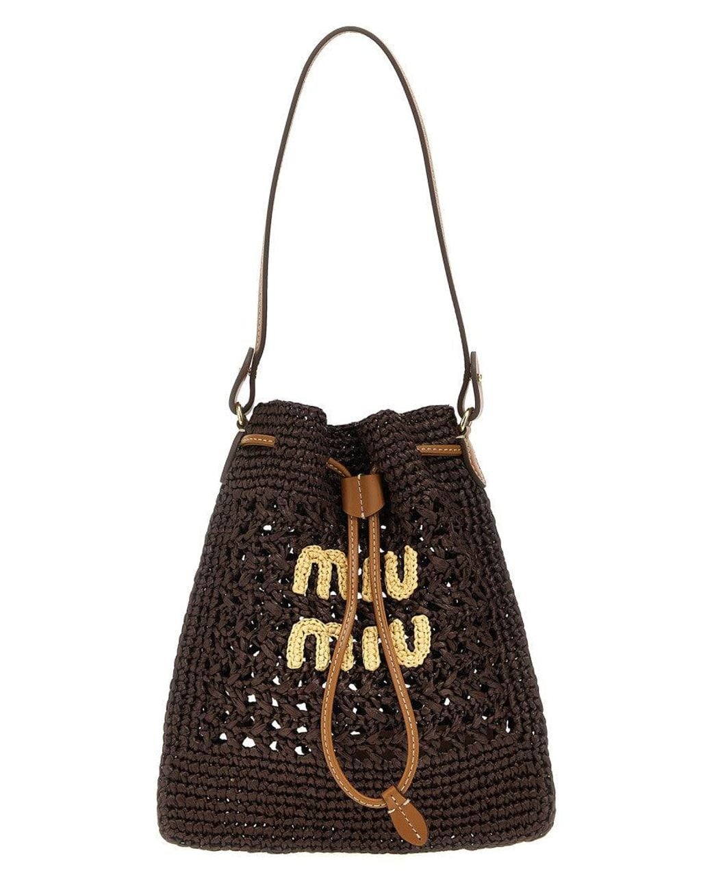 Miu Miu White Crochet Mini Bucket Bag