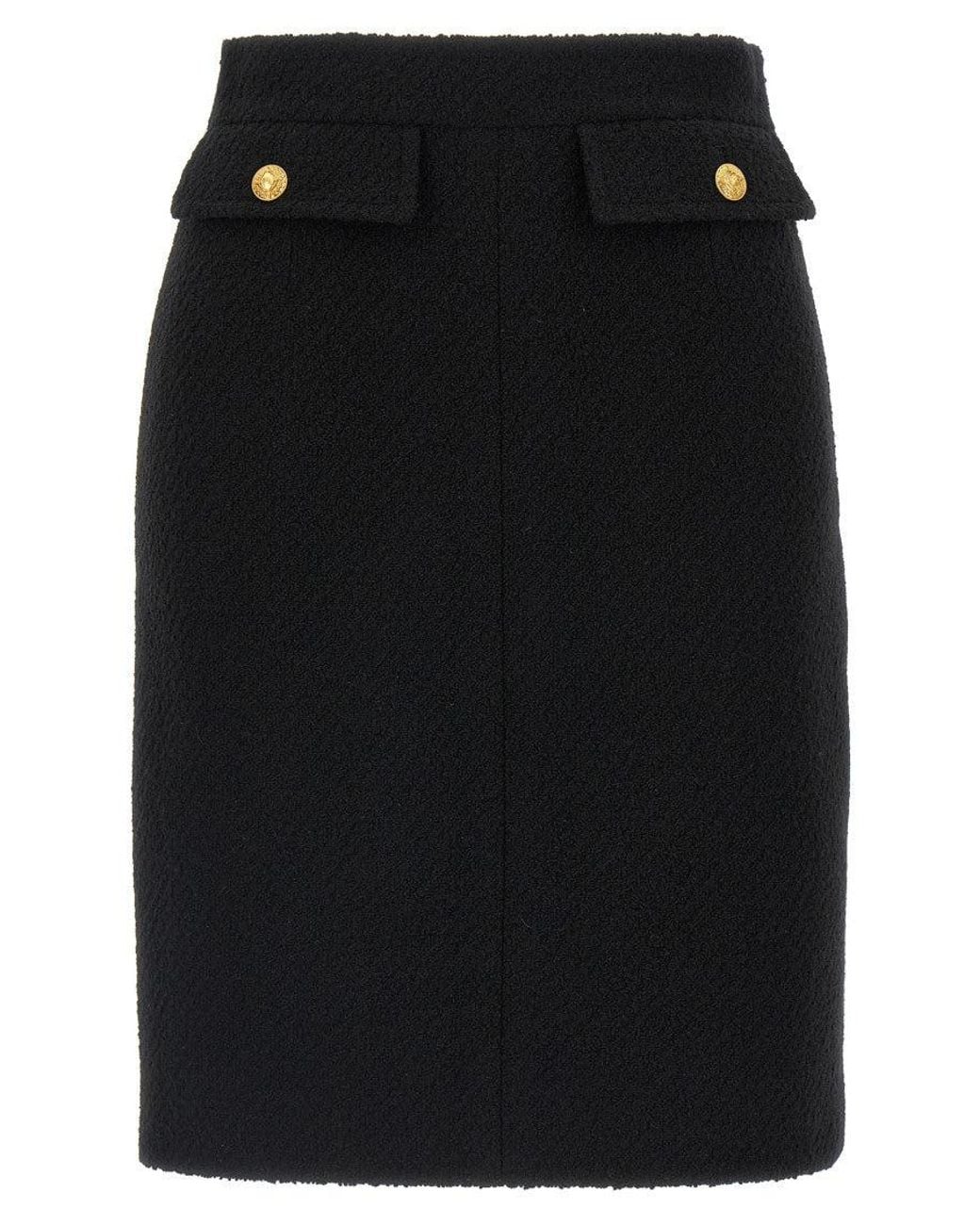 Chloé Black Bouclé Wool Skirt