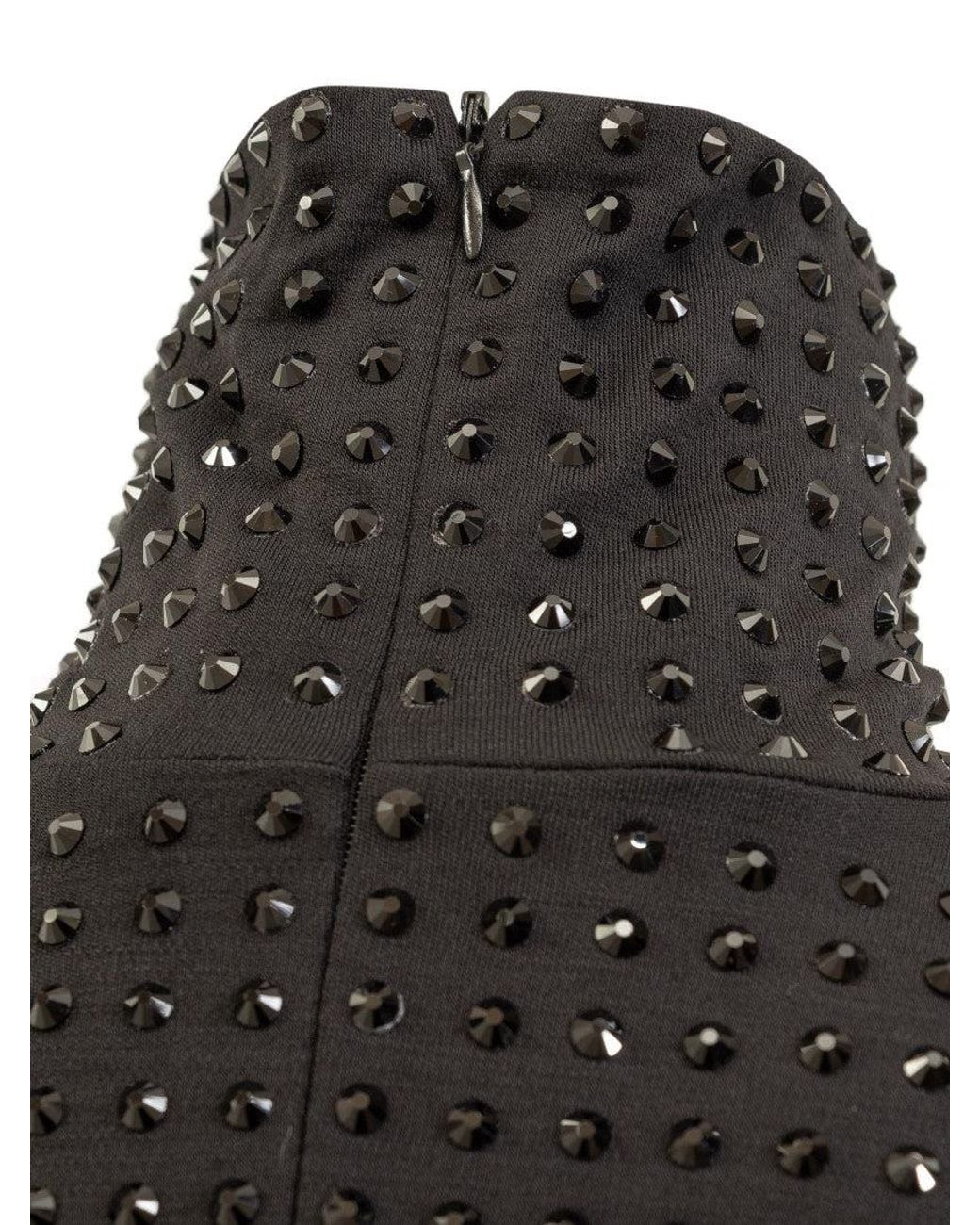 Sportmax Black Embellished Turtle Neck Mini Dress