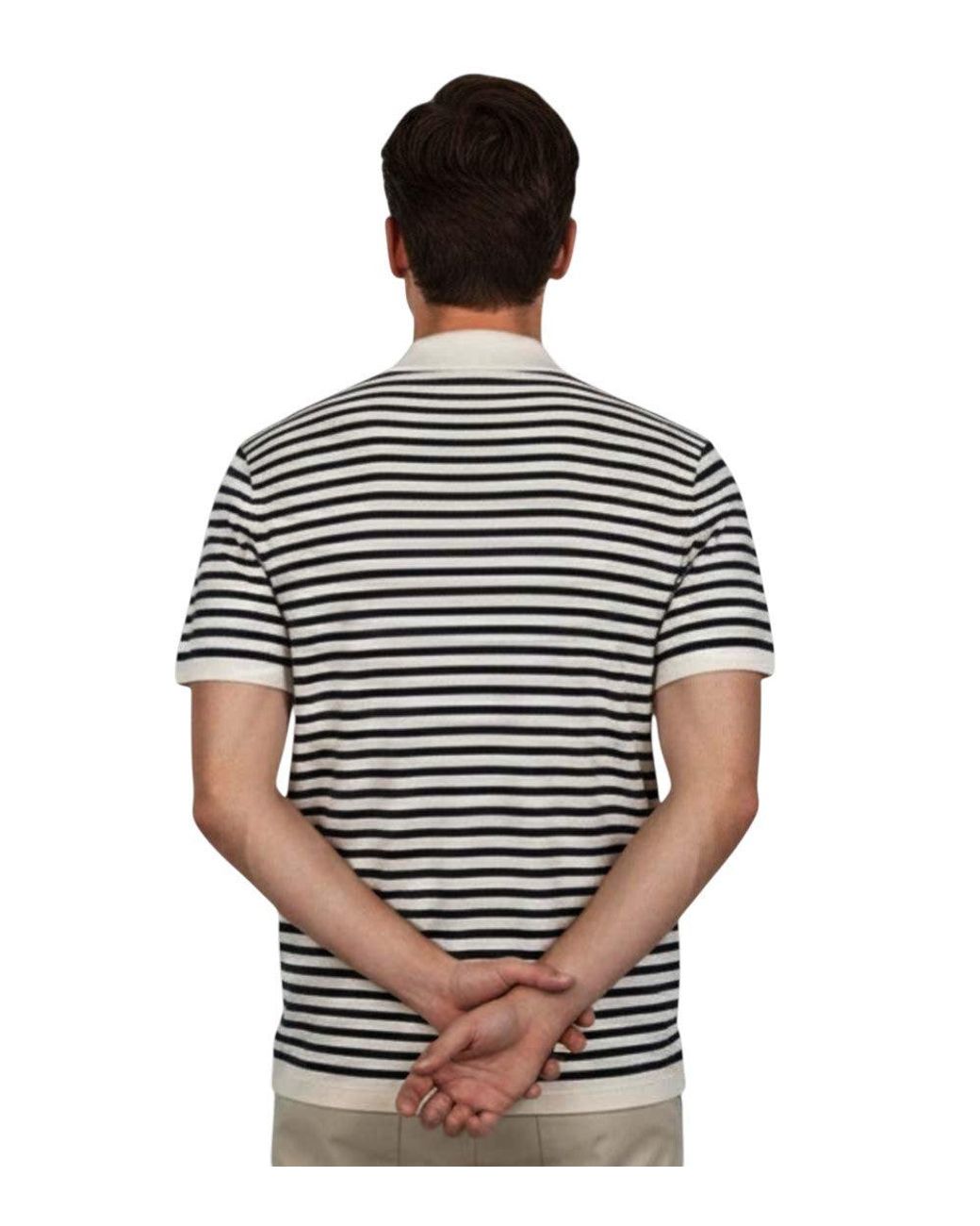A.P.C. Blackwhite Single Stripes Shirt Collar Polo for men