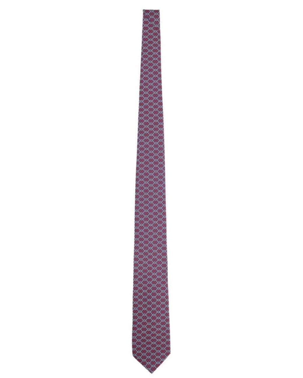 Ferragamo Purple Logo Printed Tie for men