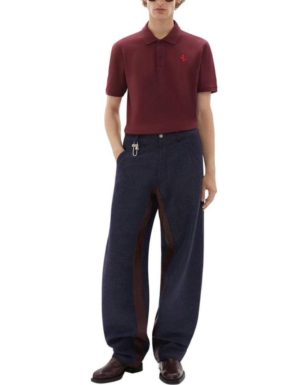 Ferrari Red Shirt Collar Polo for men