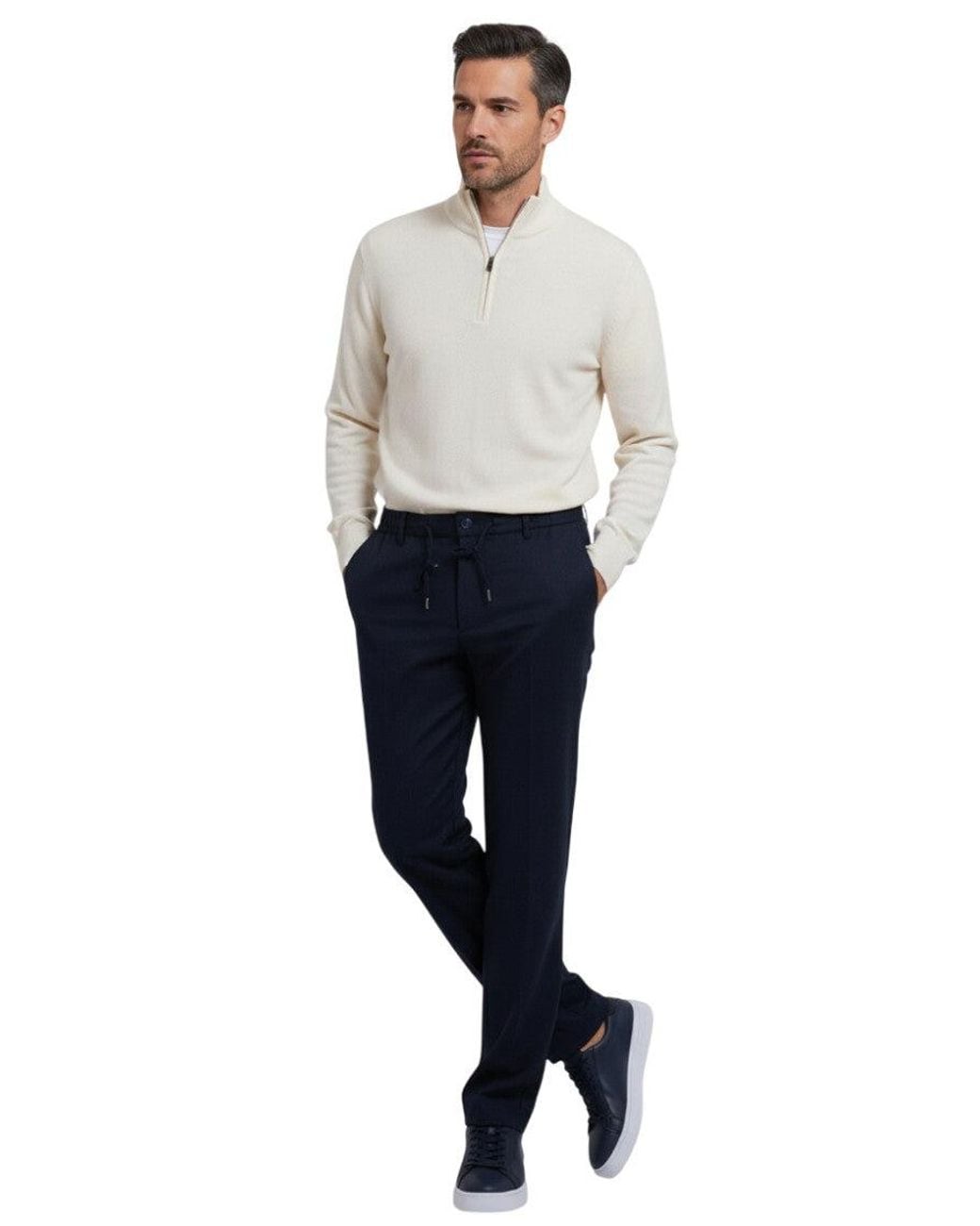 Boss Blue Slim Solid Trousers for men