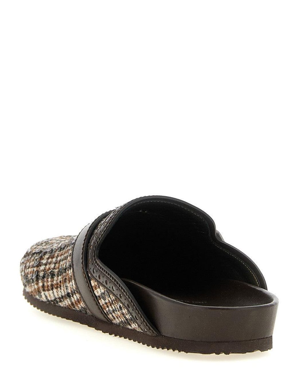 Brunello Cucinelli Brown Checks Mules