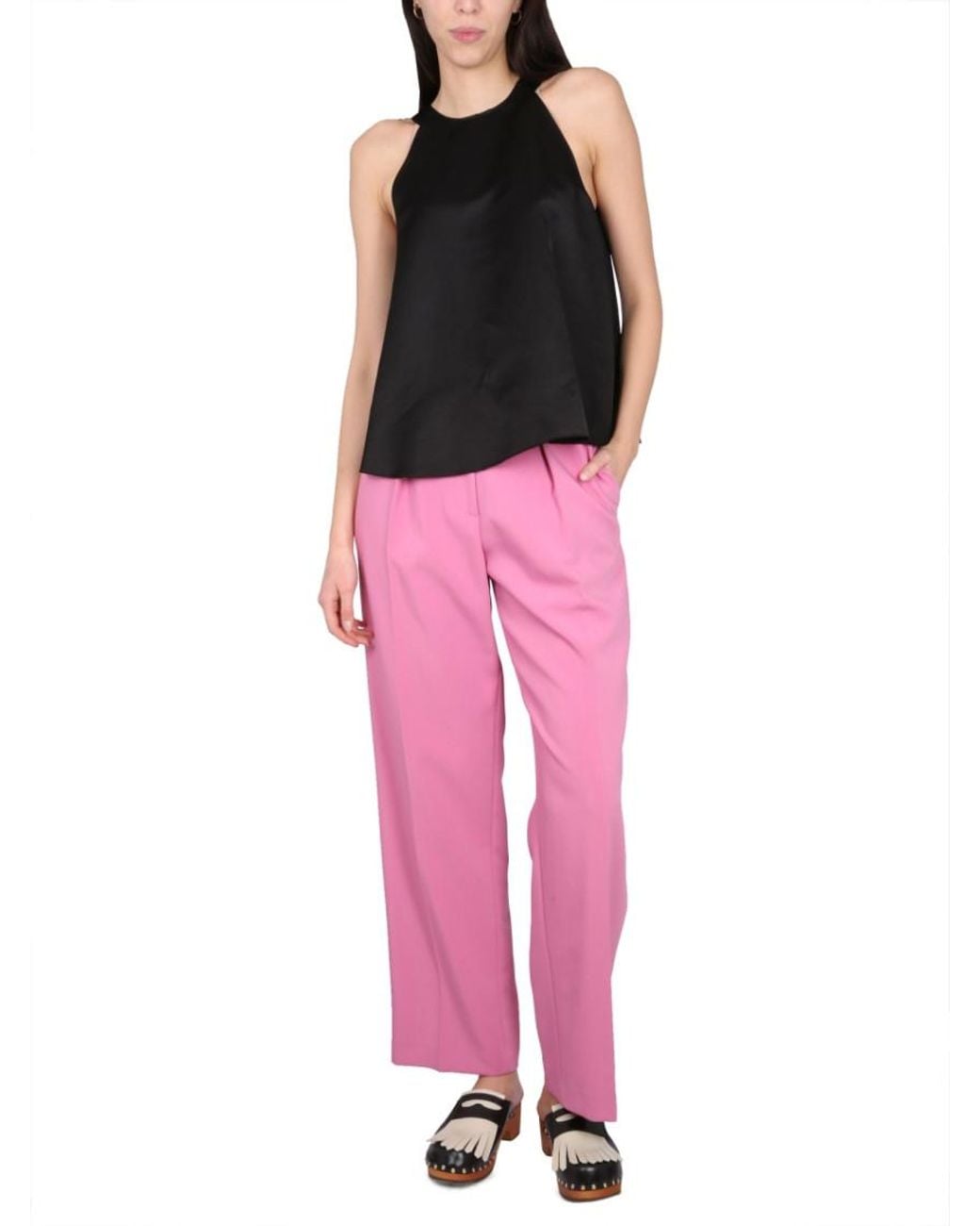 Alysi Pink Straight Pleated Pants