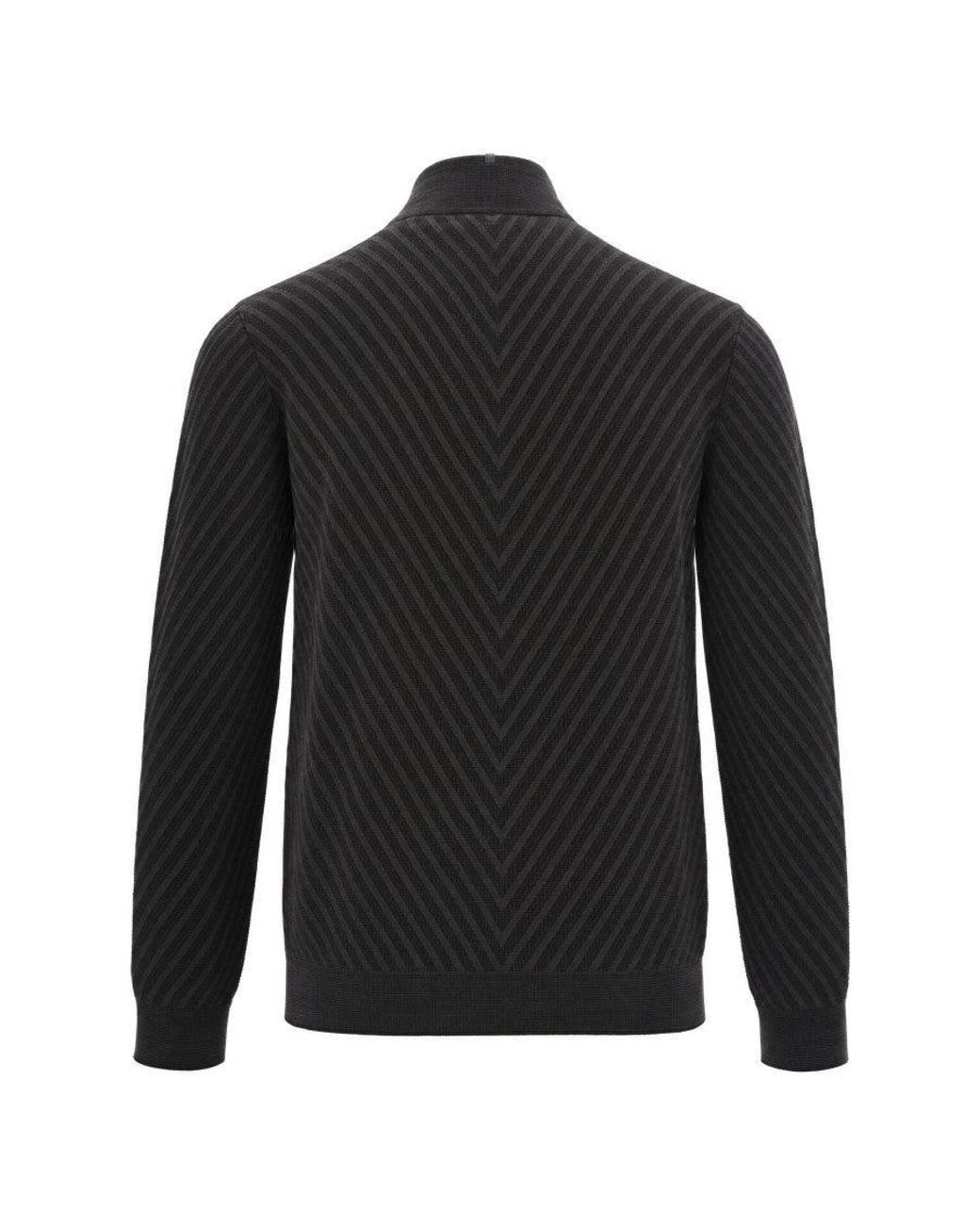 Emporio Armani Black Dark Half-Zip Sweater for men