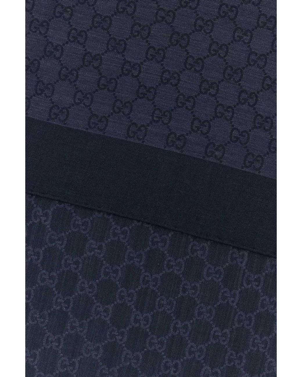 Gucci Blue Dark Signature Logo Scarf for men