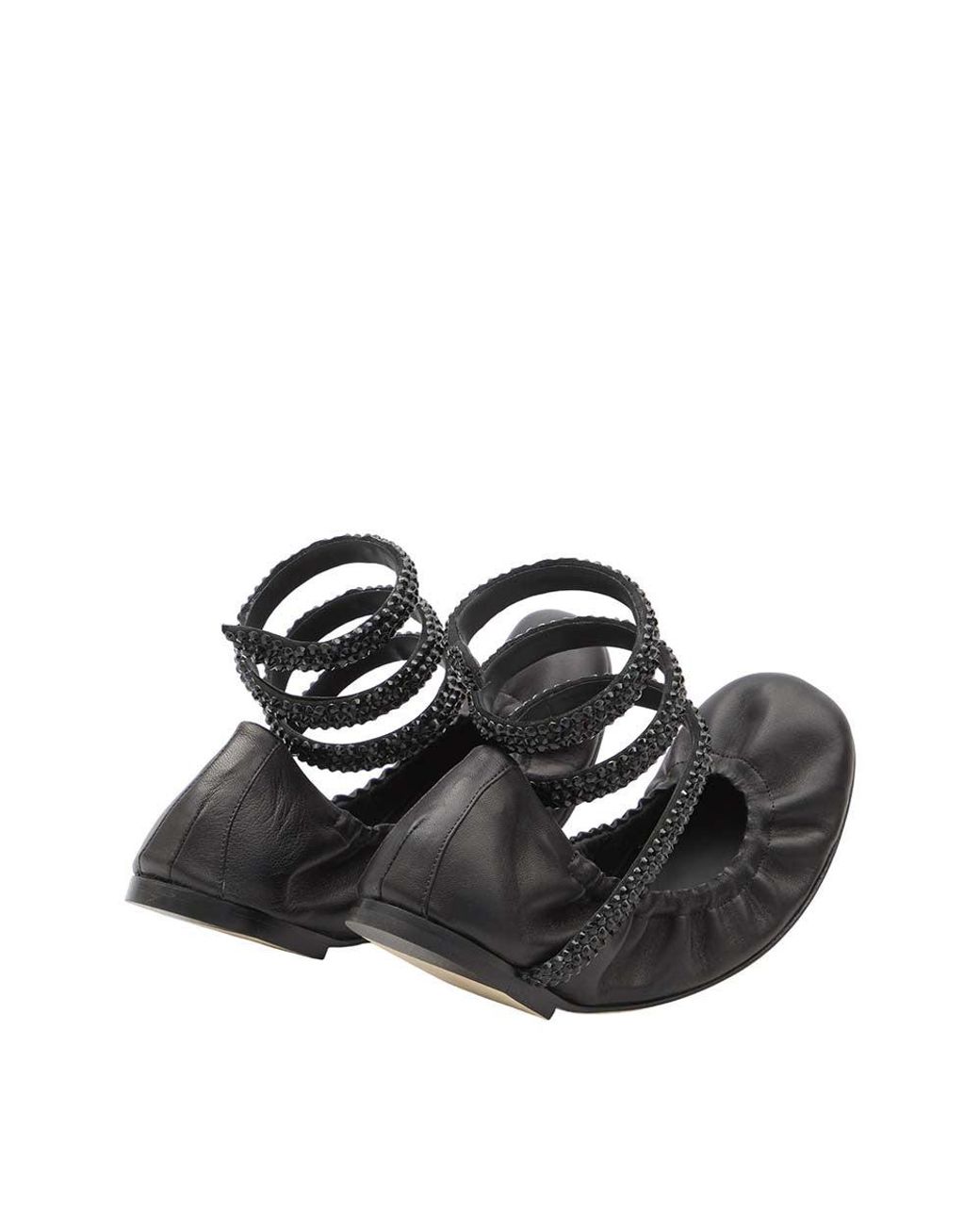 Rene Caovilla Black Embellished Cleo Ballet Flats