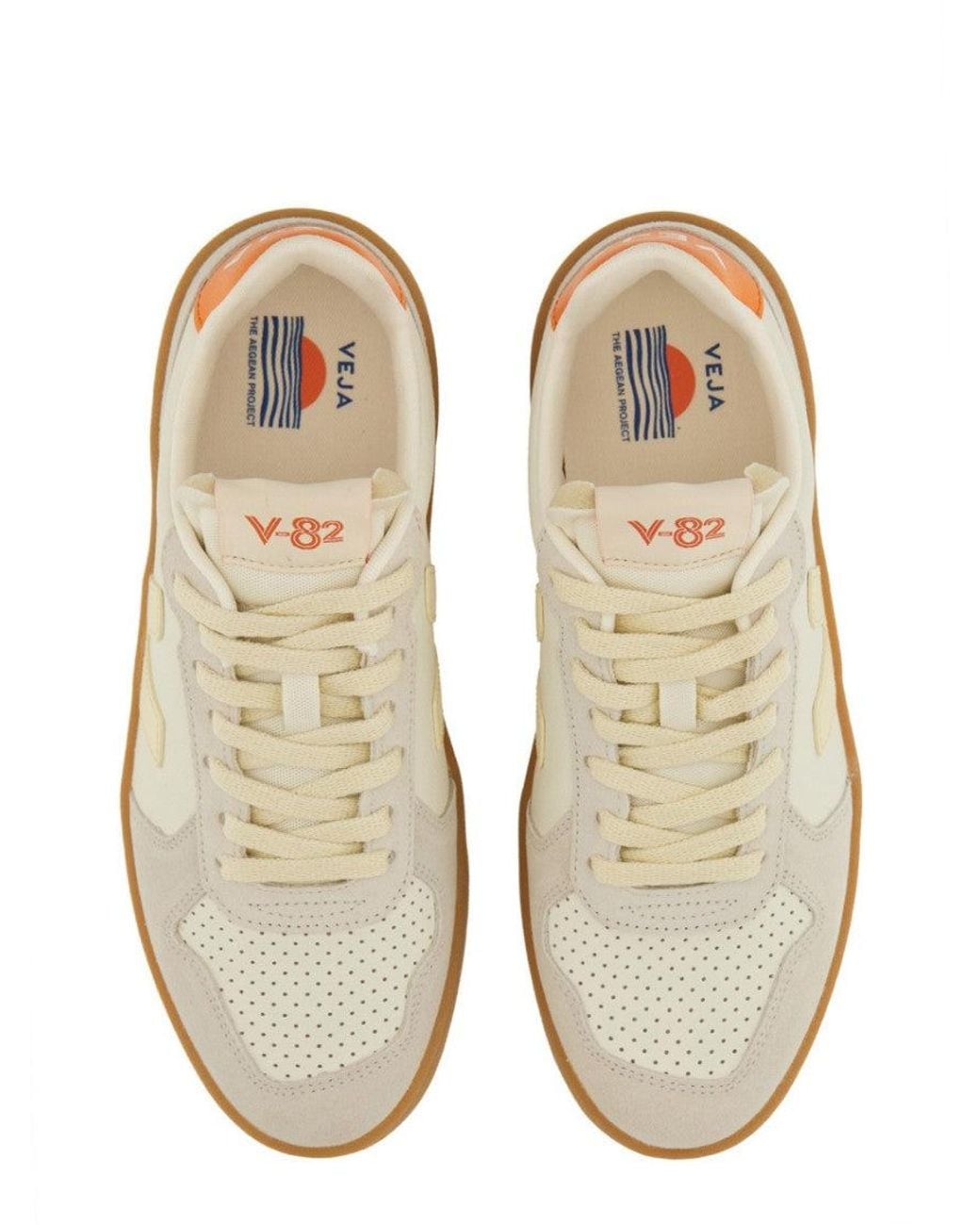 Veja White Multi Color Lace Up Sneakers for men