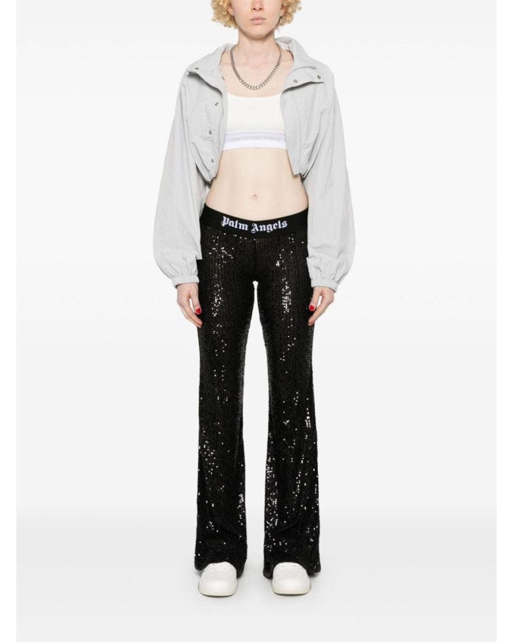 Palm Angels Black Logo-Tape Trousers