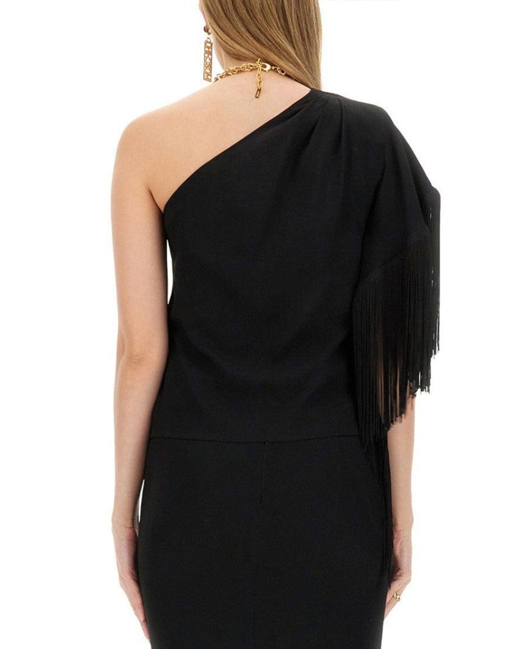 Moschino Black Solid One Shoulder Top