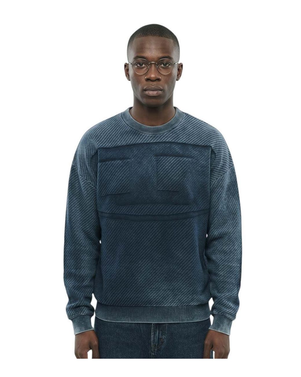 DIESEL Blue Crew Neck Sweatshirt for men