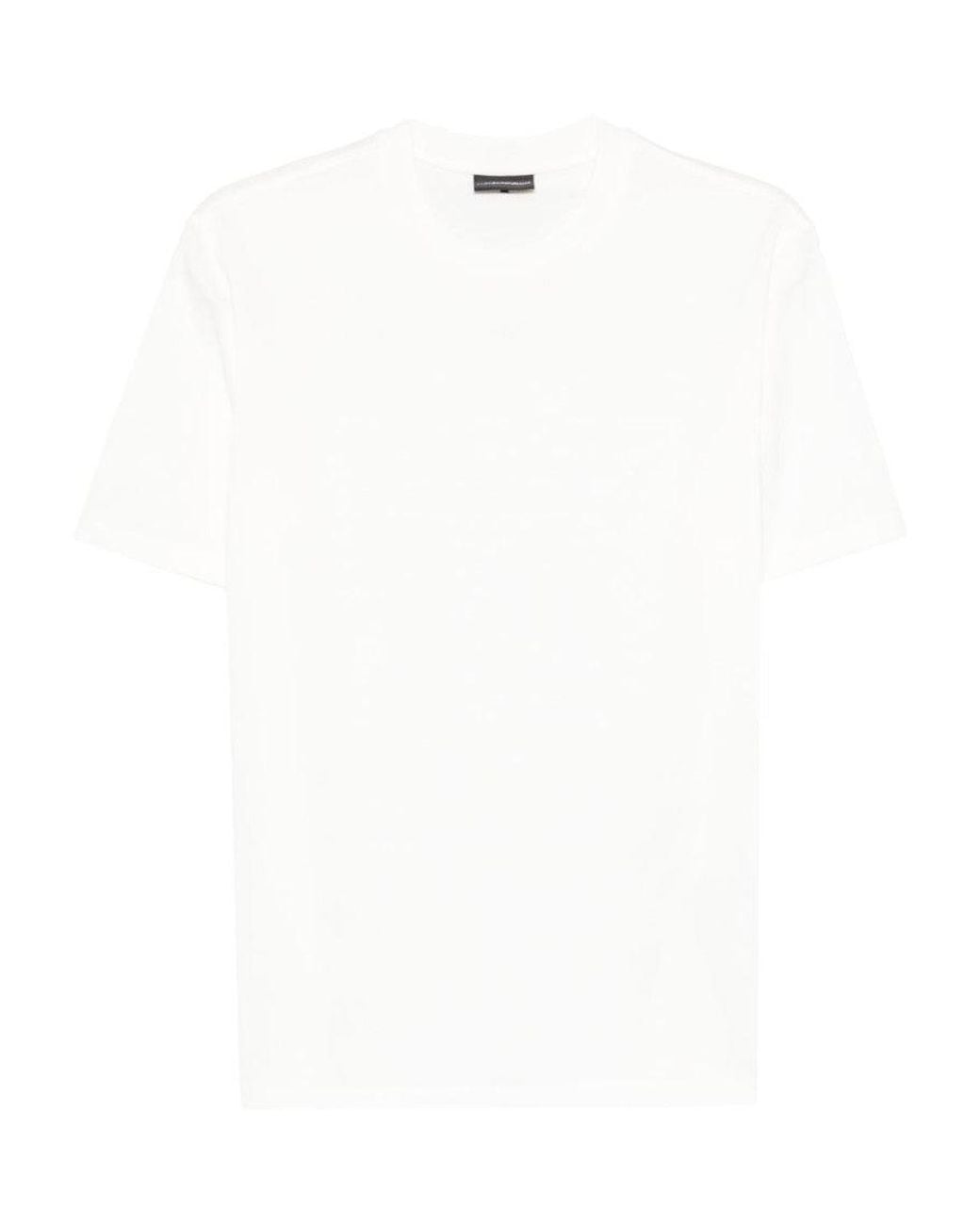 Emporio Armani White Crew Neck Logo T-Shirt for men