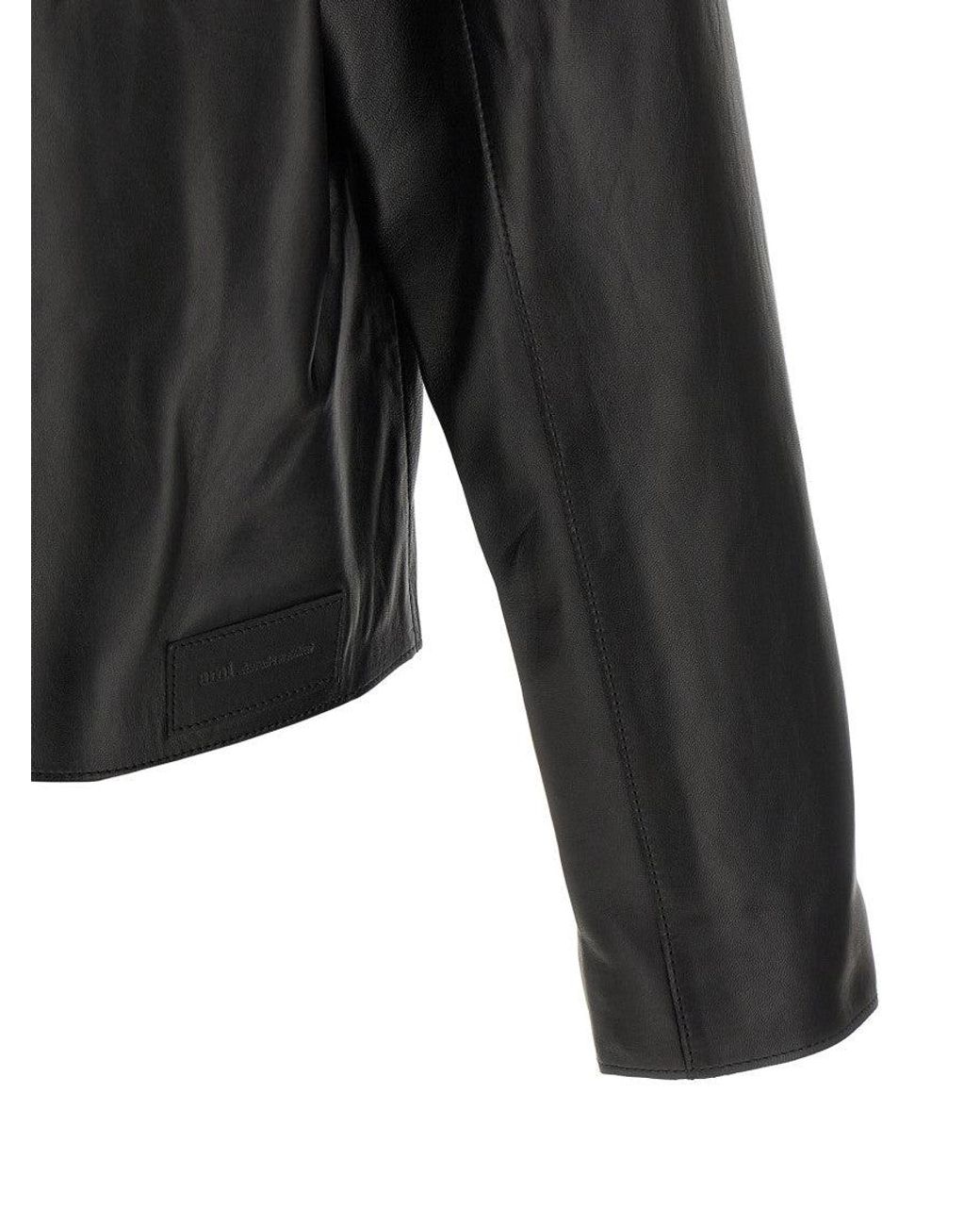 AMI Black Leather Jacket for men