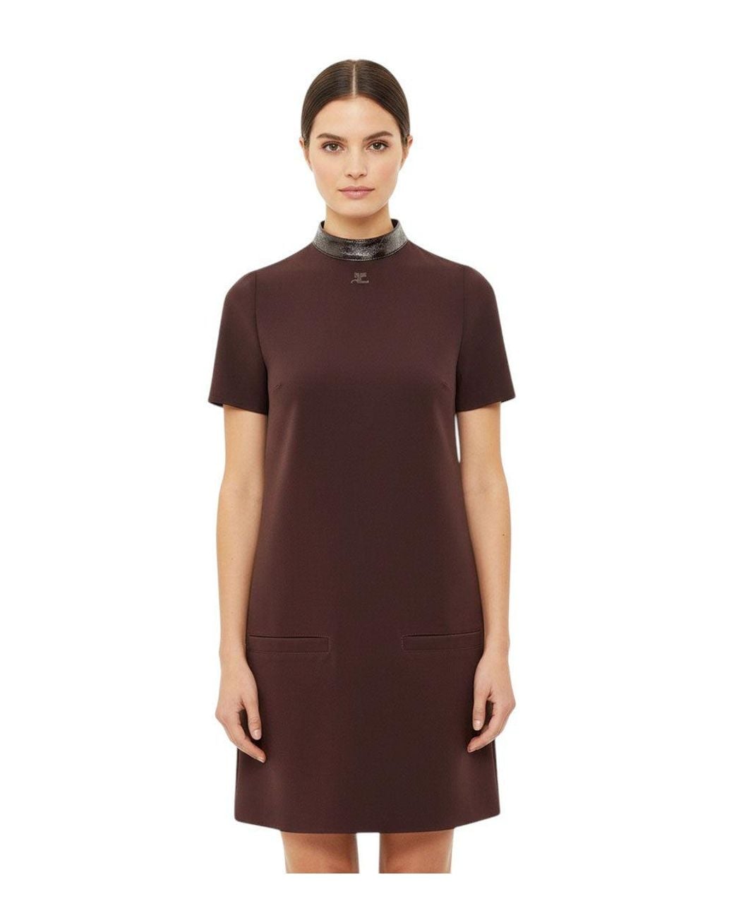 Courreges Red Mock Collar Dress