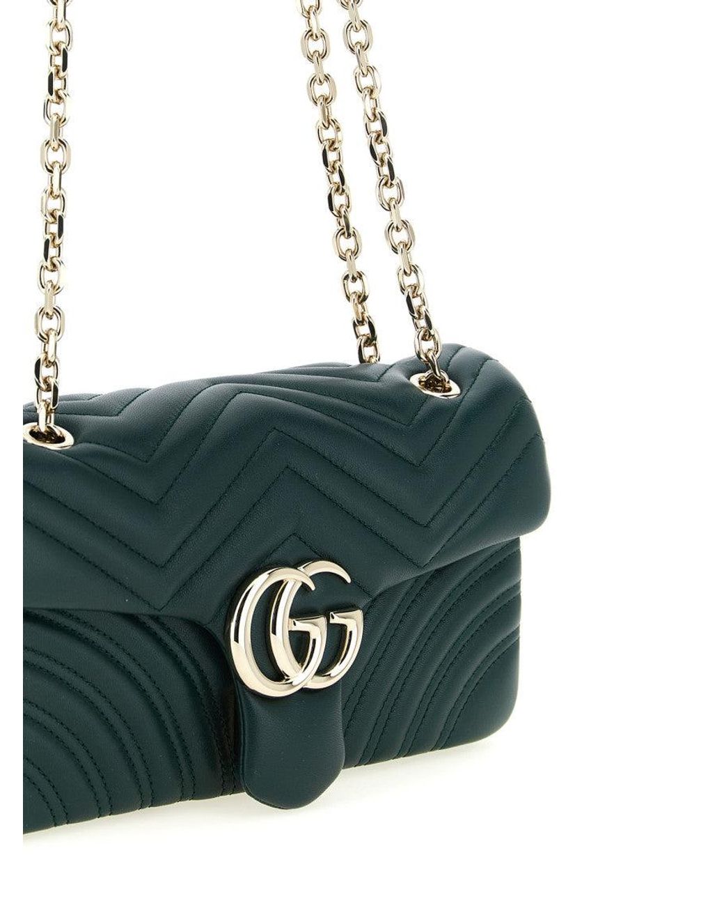 Gucci Green Gg Marmont Medium Shoulder Bag