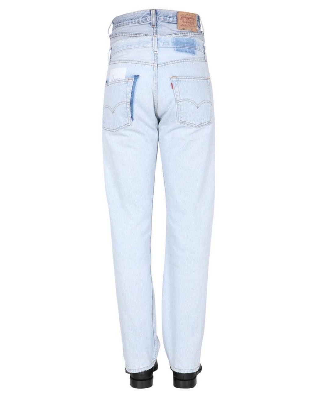 1/OFF Blue Denim Straight High Rise Jeans