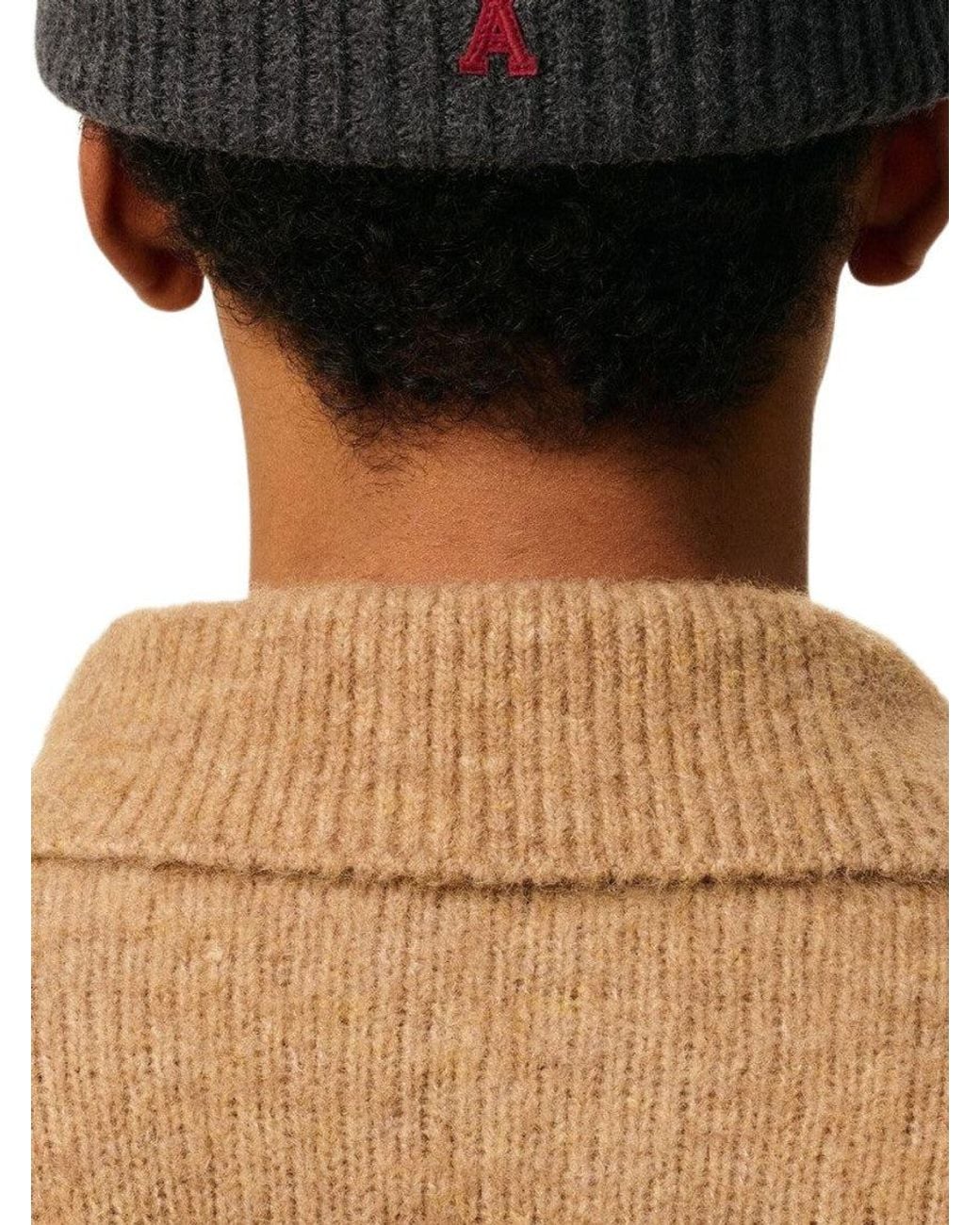 AMI Gray Logo Beanie Cap for men