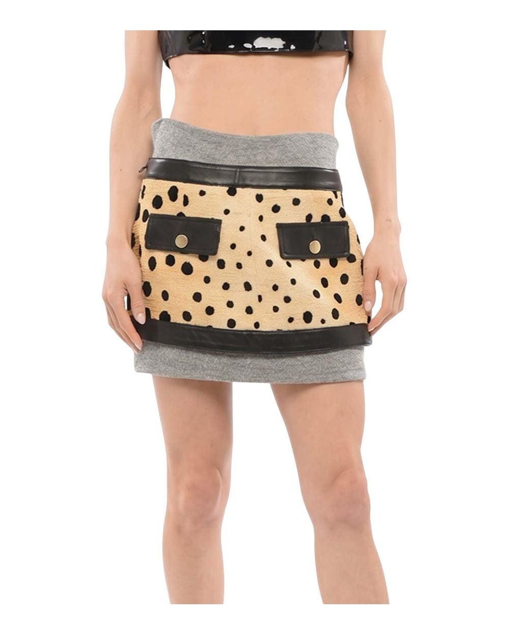 DSquared² Black Animal Print Mini Skirt