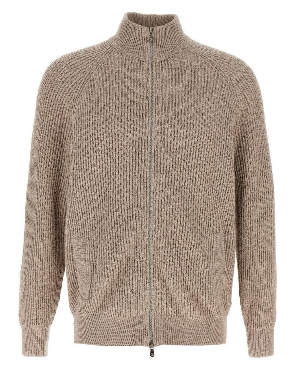 Brunello Cucinelli Brown Zip Cardigan for men