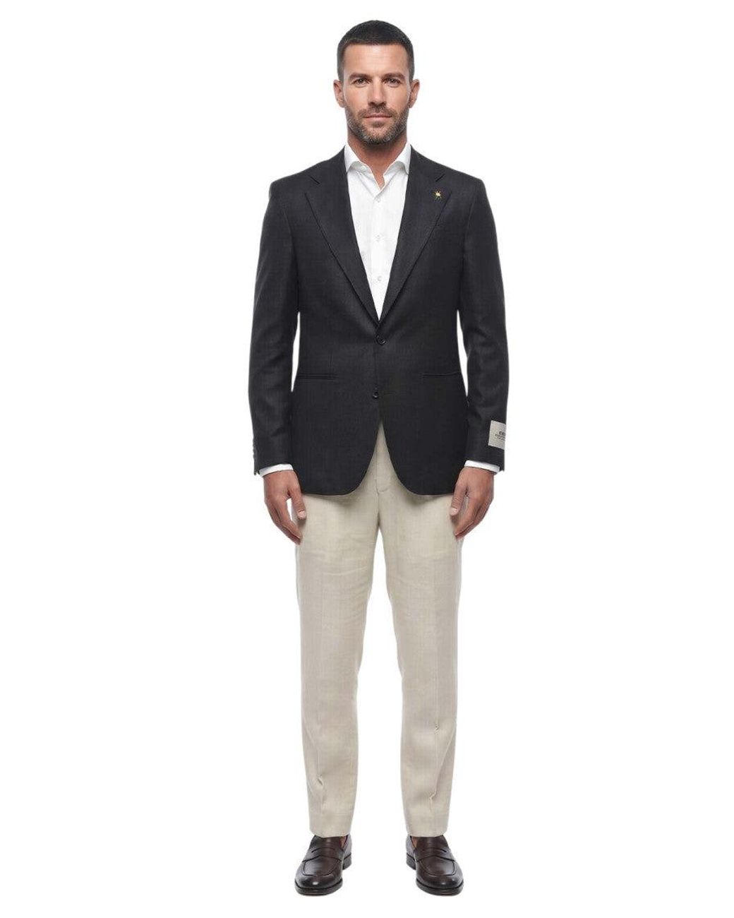 Corneliani Blue Notched Lapel Blazer for men