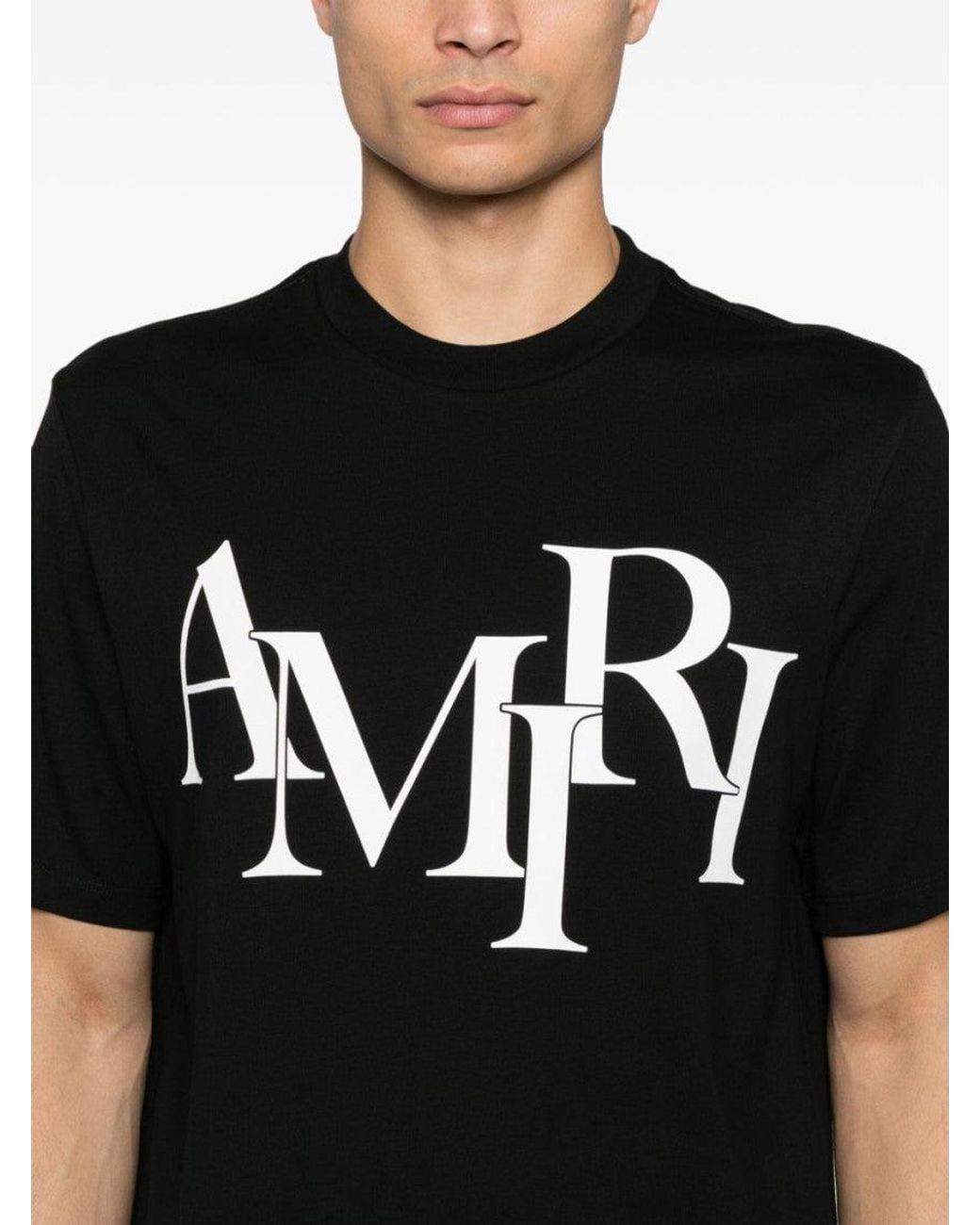 Amiri Black Crewneck Logo T-Shirt for men