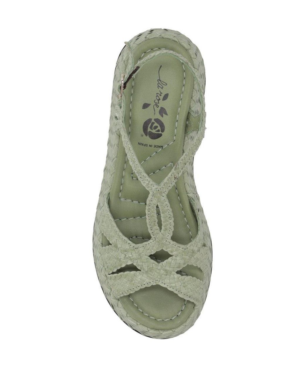 LA ROSE Green Leather Sandals