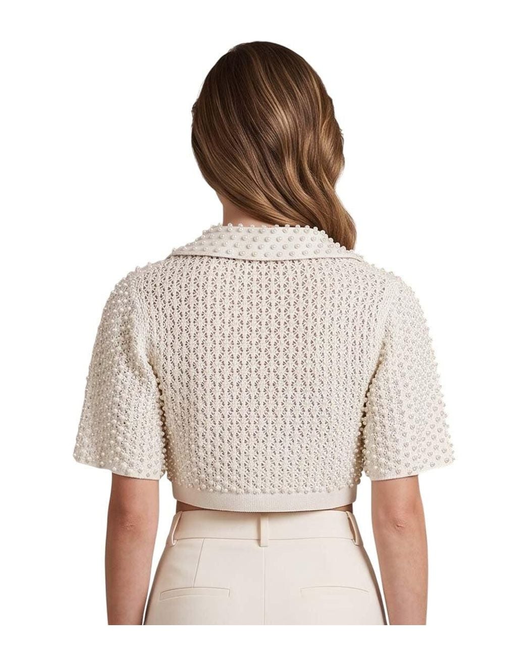 GIUSEPPE DI MORABITO White Embellished Shirt Collar Sweater
