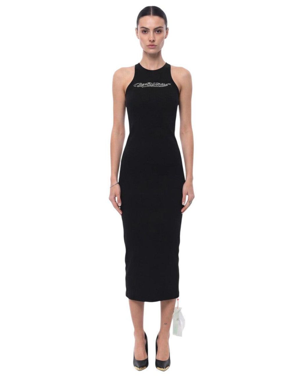 Off-White c/o Virgil Abloh Black Embellished Midi Dress