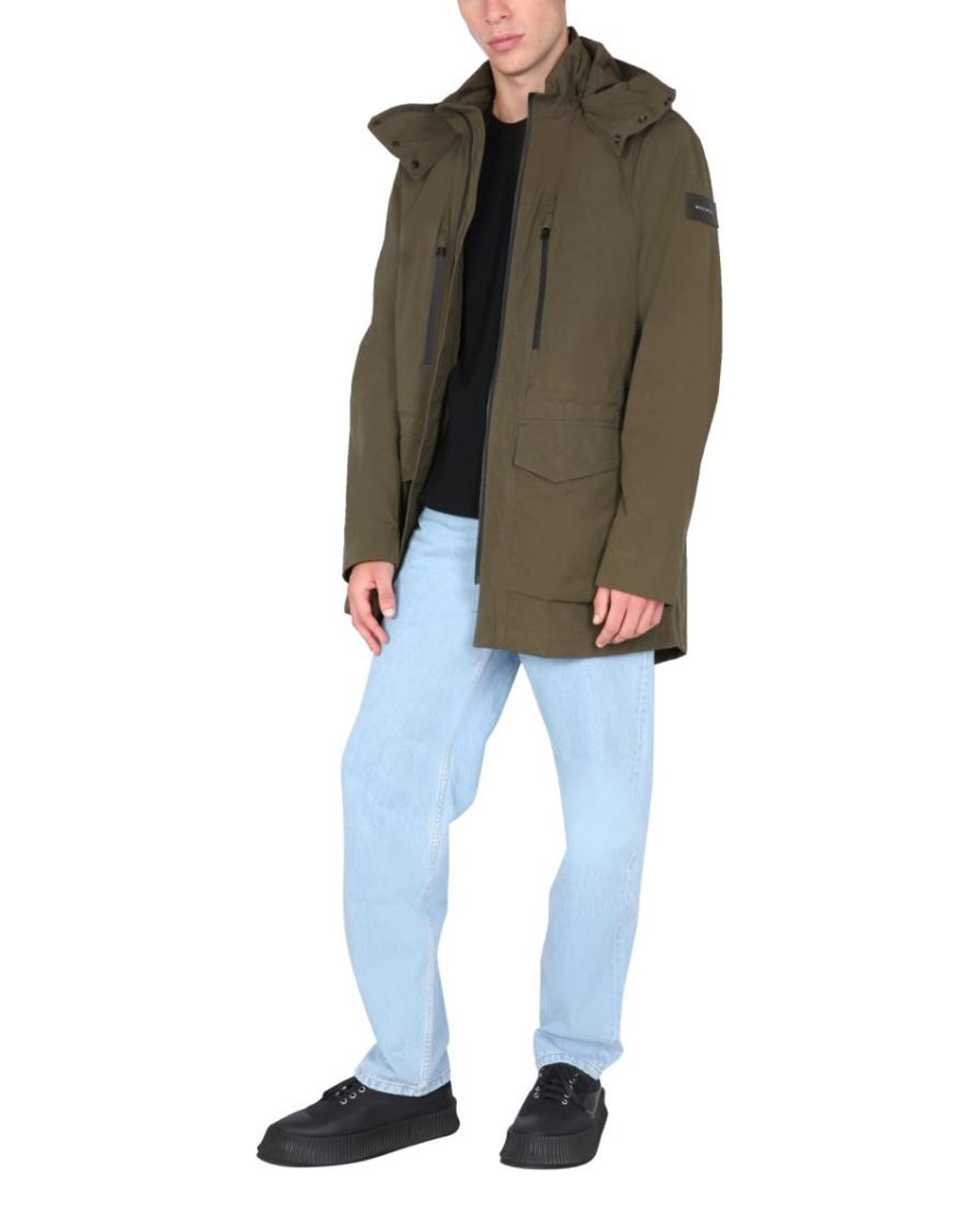 Woolrich Green Hood Jackets for men